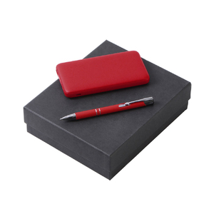 Подарочный набор c ручкой и повербанком 10000 mAh, красный