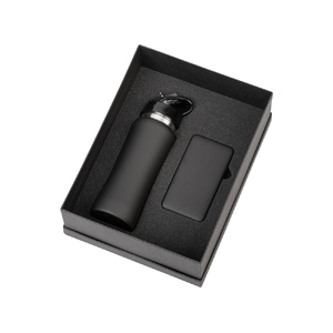 Подарочный набор с бутылкой для воды и повербанком С2, 10000 mAh, черный