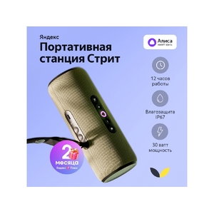 Умная портативная колонка Яндекс Станция Стрит с Алисой, зеленый (YNDX-00030GRN)