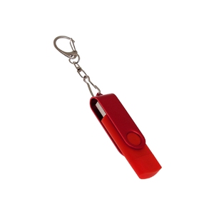 USB-флешка на 8 Гб 2 в 1 поворотный механизм, c дополнительным разъемом Type-C с одноцветным металлическим клипом, красный