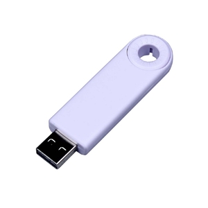 USB-флешка промо на 64 Гб прямоугольной формы, выдвижной механизм, белый